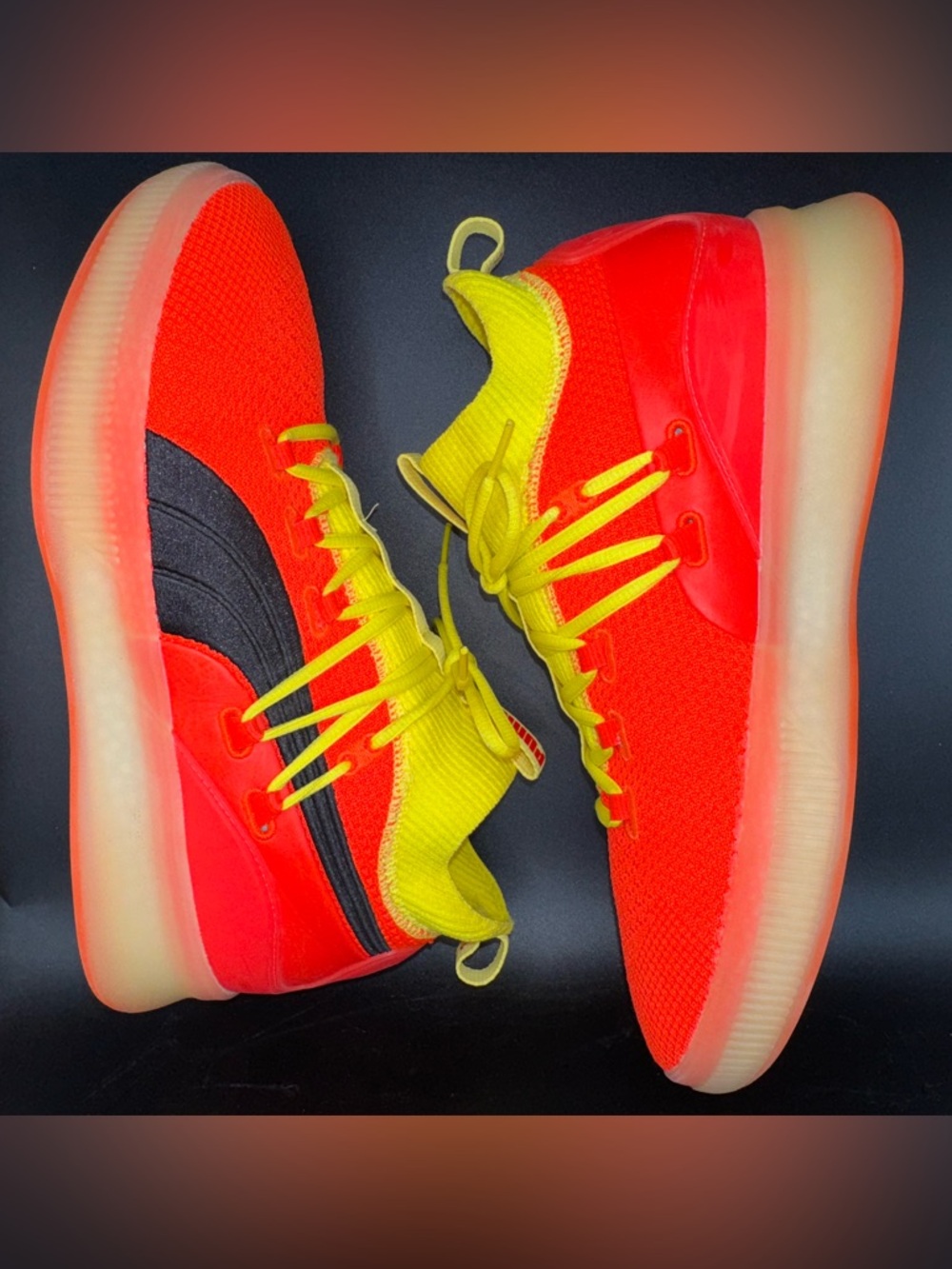 Puma Clyde Court Neon Orange Sneakers Men’s 10 Women’s 11.5 Glow Sole High Top - Picture 3 of 17